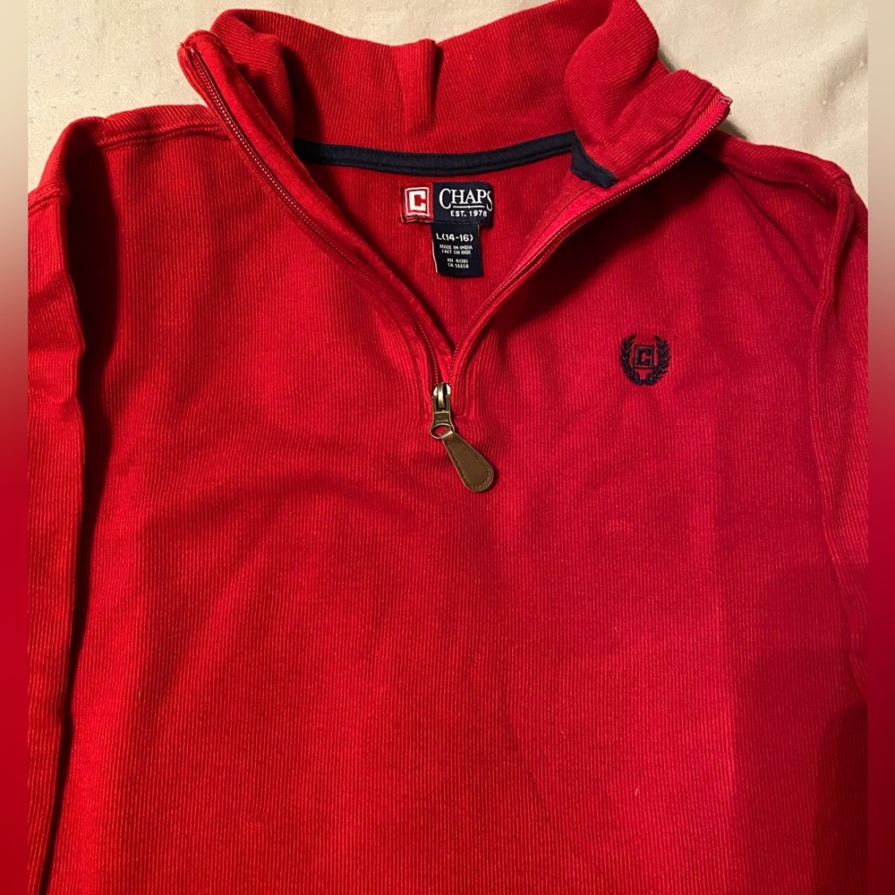 Chaps Boys red half zip cotton long sleeve - Size L(13/14)